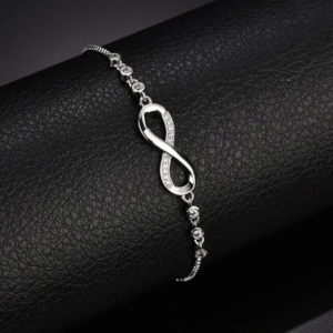 Delicate female bracelet silver on model’s wrist