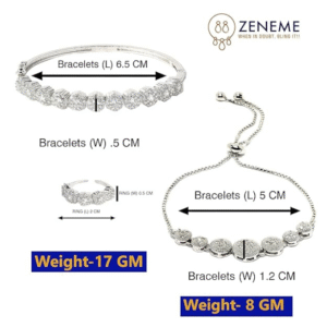 Sparkling jewellery set for women in silver and gold tones.