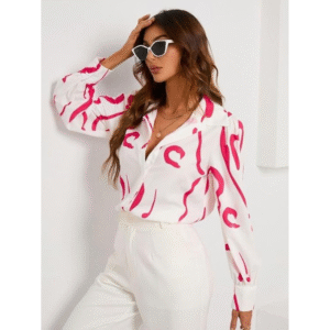 Long-sleeve printed shirts for women with tailored fit