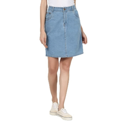 Classic denim skirt for women with straight fit design