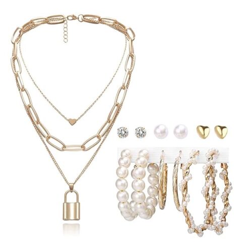 Elegant gold necklace and earring set bridal style
