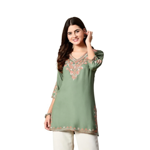 Elegant chikankari kurtis for women showcasing traditional Lucknowi hand embroidery with a graceful ethnic silhouette.