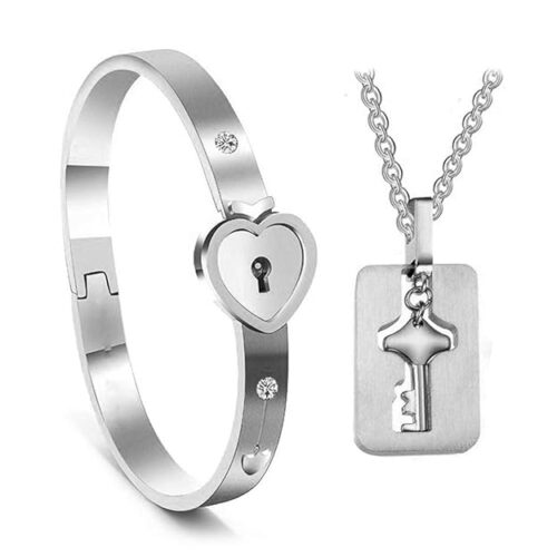 Matching bracelets for couple in silver design