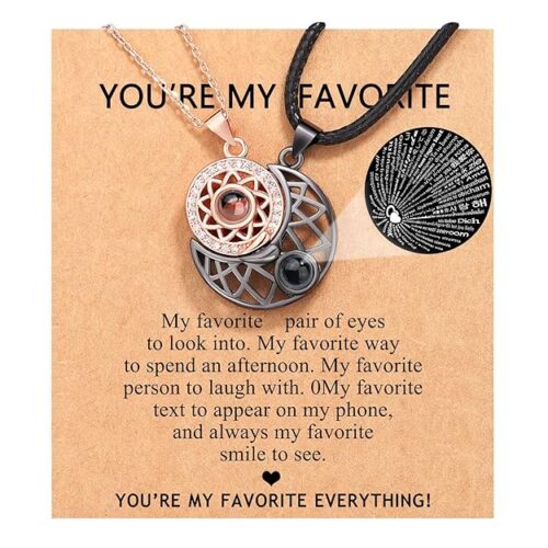 Elegant couple jewelry necklace with matching pendants