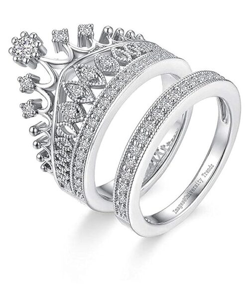Elegant silver ring for couple with matching design