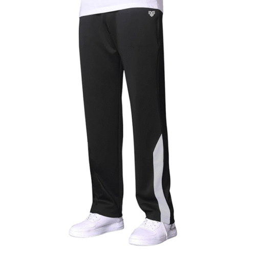 Modern slim-fit mens casual trousers with drawstring waistband