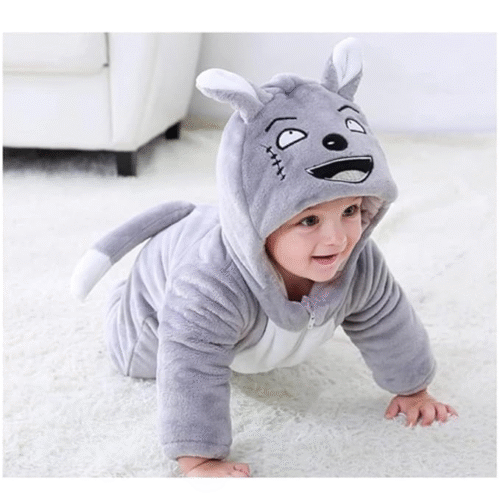 Soft flannel panda jumpsuit newborn baby clothes with hood and zipper closure