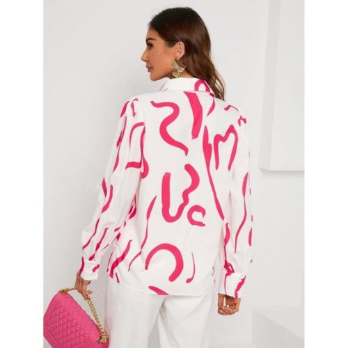 Stylish printed shirt with curved hemline for modern women
