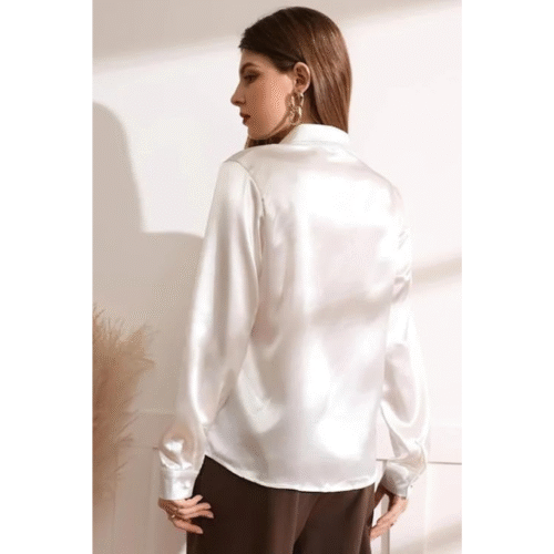 Casual satin white shirt for women perfect for outings
