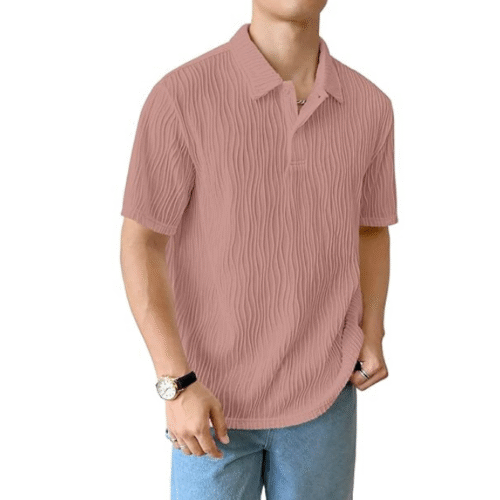 Smart casual wear for men – oversized polo t-shirt with textured fabric and premium comfort