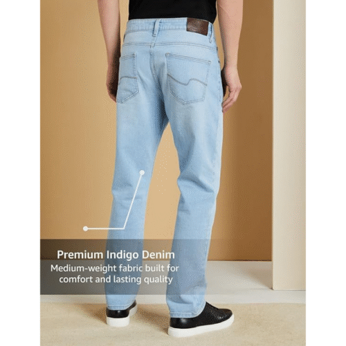 Modern regular fit straight fit blue jeans for casual wear