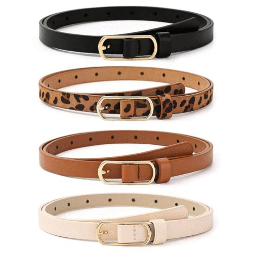 Stylish waist belt for women with gold buckle